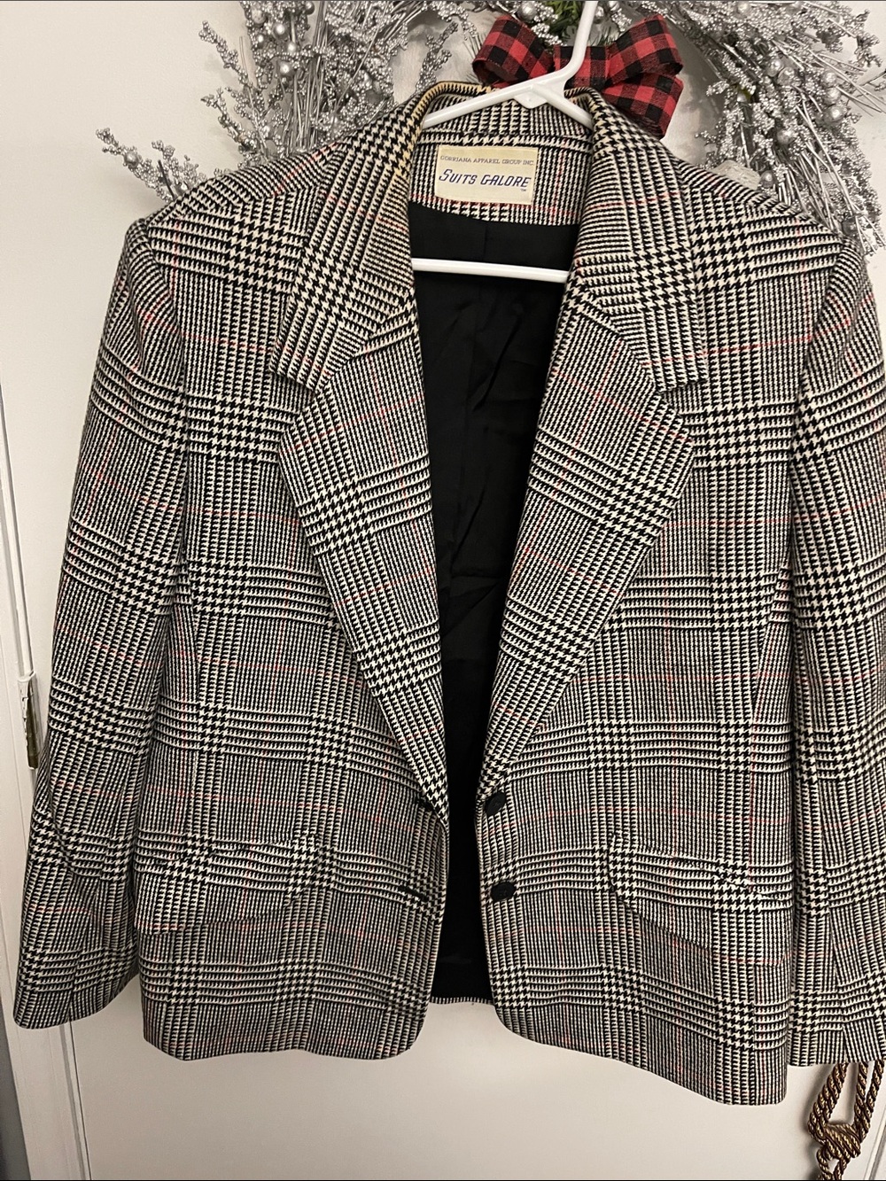 Women's Black & White Glen Plaid Blazer